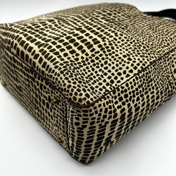 Kate Spade Brown & Tan Canvas Safari Lizard Tote Bag - Picture 9 of 12